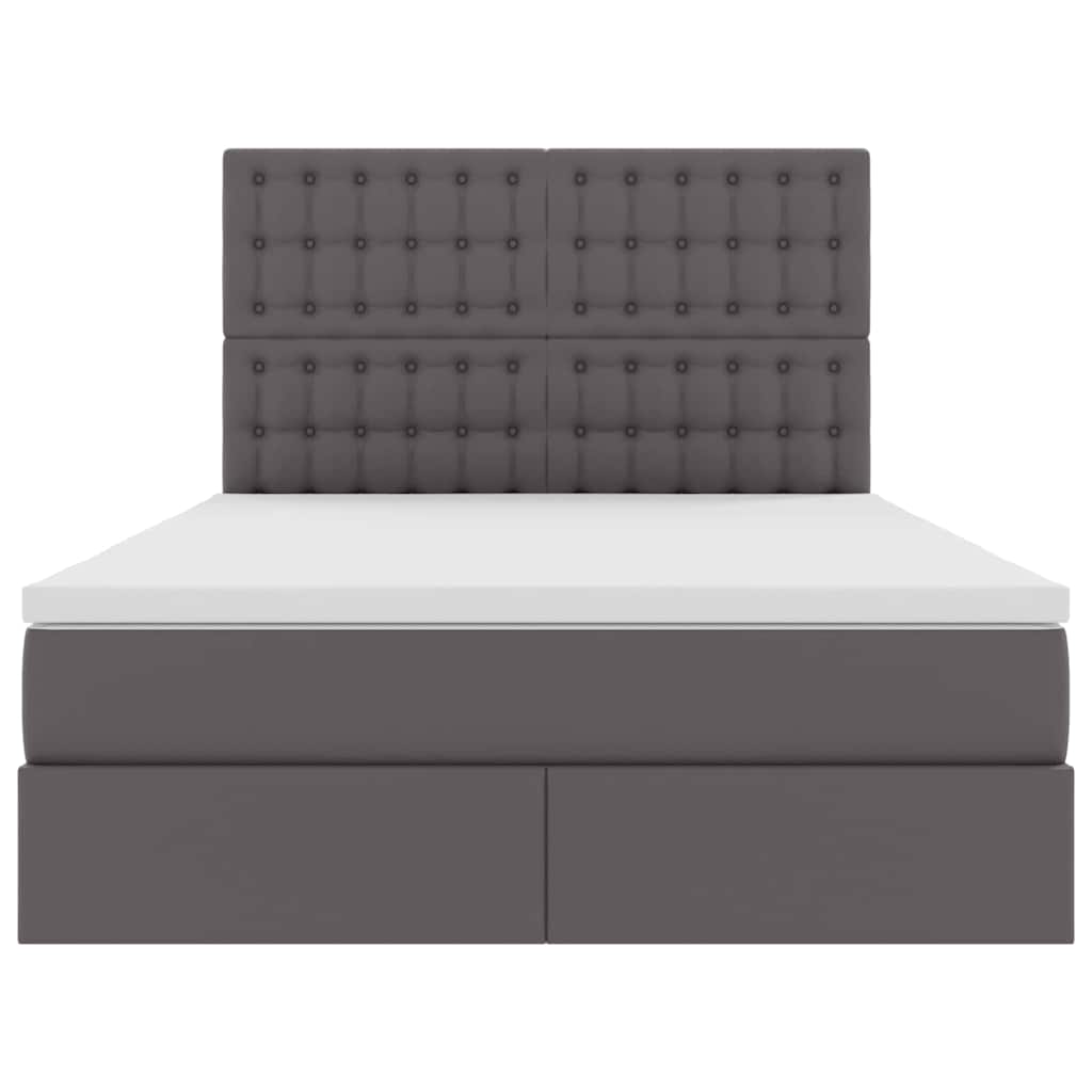 Opslag bed met matras met opslag Grijs 140 x 190 cm Nep Leer