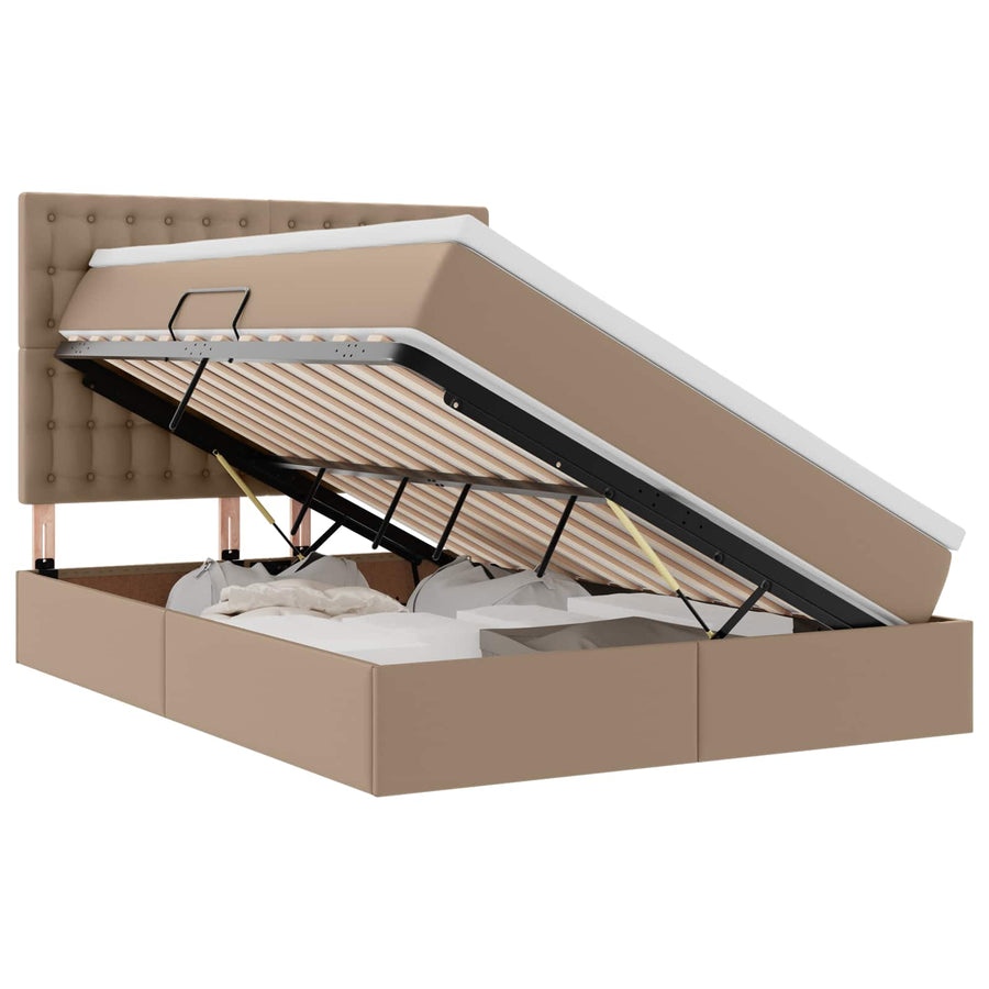 Opslag bed met matras Cappuccino 140 x 190 cm Nep Leer