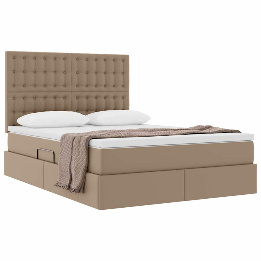 Opslag bed met matras Cappuccino 140 x 190 cm Nep Leer