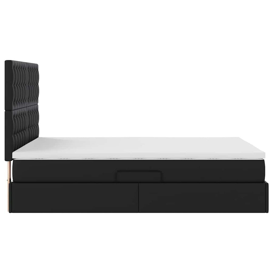 Opslag bed met matras met opslag Zwart 140 x 200 cm Nep Leer