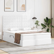 Opbergbed 140x200 cm wit kunstleer met matras