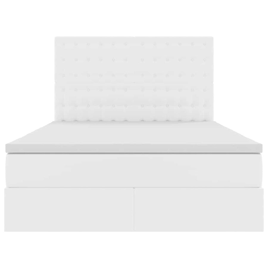 Opslag bed met matras met opslag Puur Wit 140 x 200 cm Nep Leer