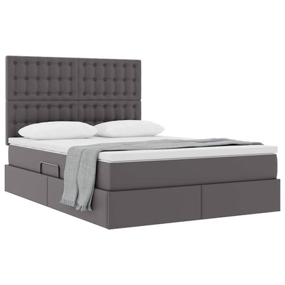 Opslag bed met matras met opslag Grijs 140 x 200 cm Nep Leer