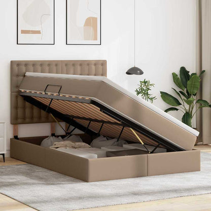 Opslag bed met matras Cappuccino 140 x 200 cm Nep Leer