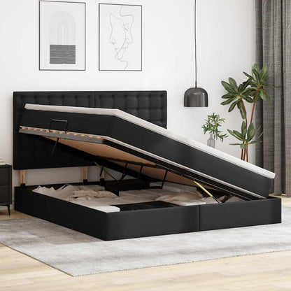 Opslag bed met matras met opslag Zwart 160 x 200 cm Nep Leer