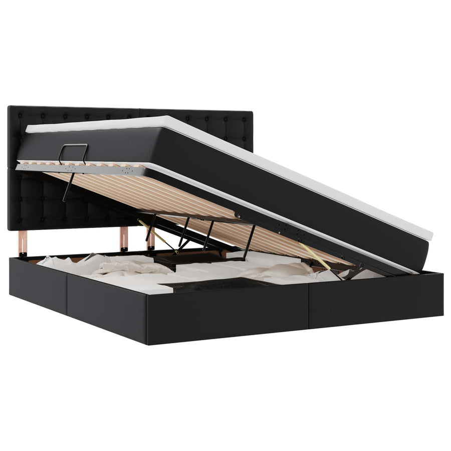 Opslag bed met matras met opslag Zwart 160 x 200 cm Nep Leer