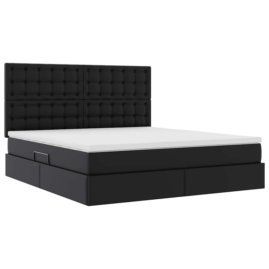 Opslag bed met matras met opslag Zwart 160 x 200 cm Nep Leer