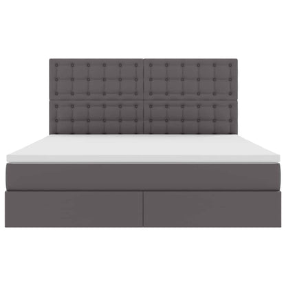Opslag bed met matras met opslag Grijs 160 x 200 cm Nep Leer