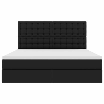 Opslag bed met matras met opslag Zwart 180 x 200 cm Nep Leer