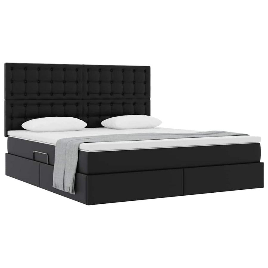Opslag bed met matras met opslag Zwart 180 x 200 cm Nep Leer