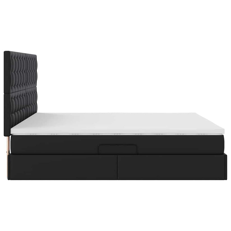Opslag bed met matras met opslag Zwart 180 x 200 cm Nep Leer