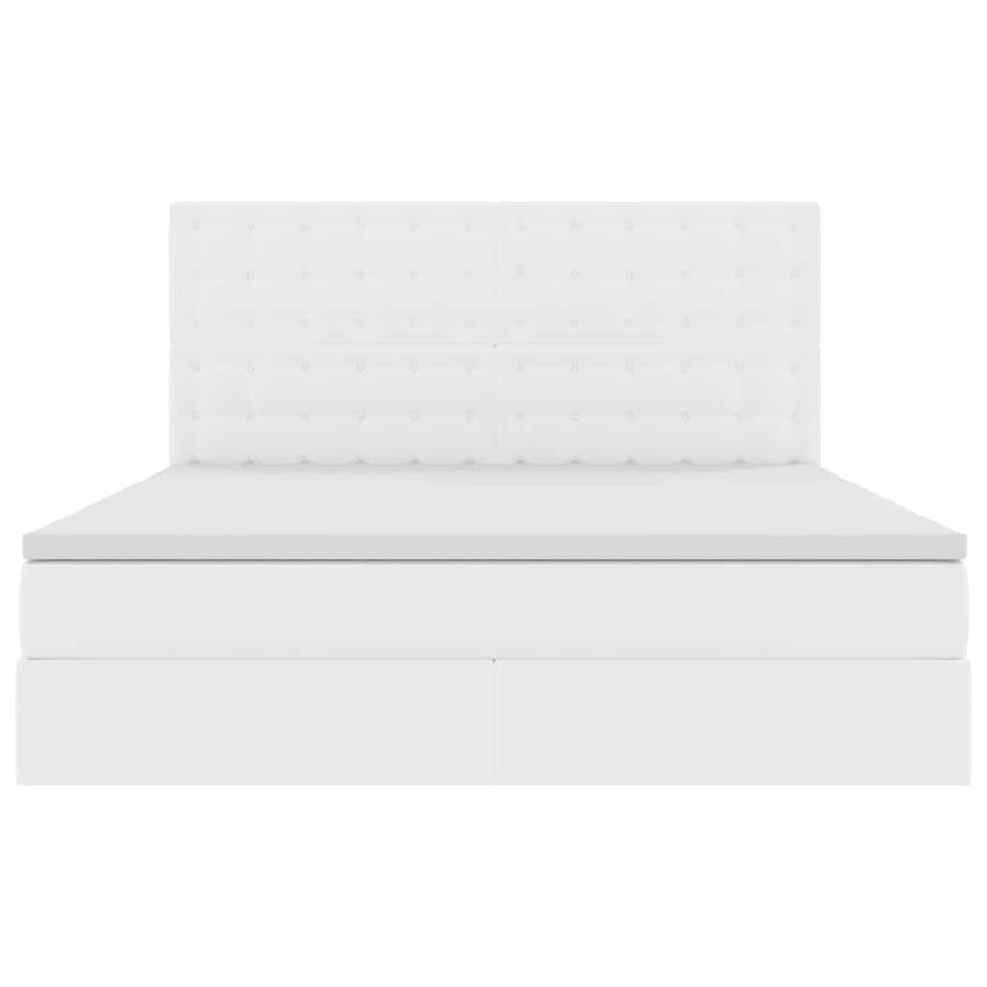 Opslag bed met matras met opslag Puur Wit 180 x 200 cm Nep Leer