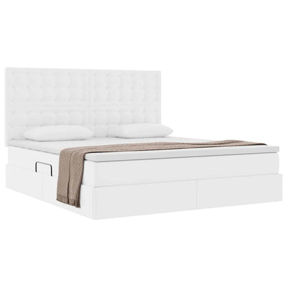 Opslag bed met matras met opslag Puur Wit 180 x 200 cm Nep Leer