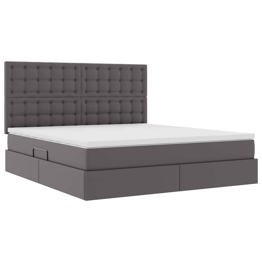 Opslag bed met matras met opslag Grijs 180 x 200 cm Nep Leer