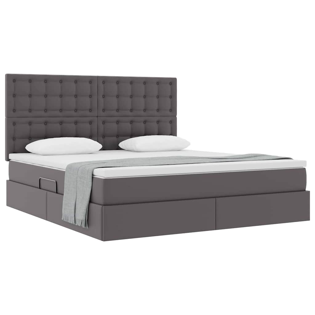 Opslag bed met matras met opslag Grijs 180 x 200 cm Nep Leer