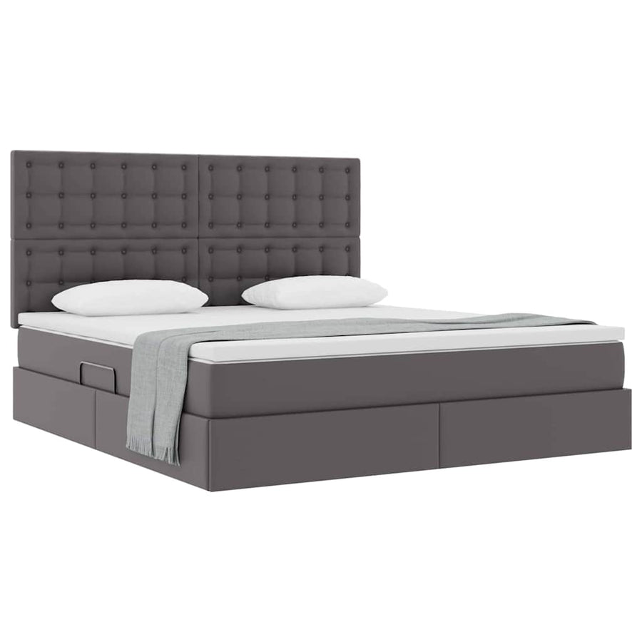 Opslag bed met matras met opslag Grijs 180 x 200 cm Nep Leer