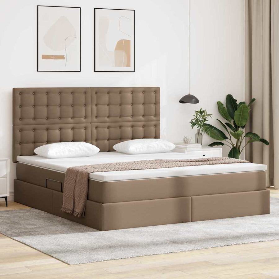 Opslag bed met matras Cappuccino 180 x 200 cm Nep Leer