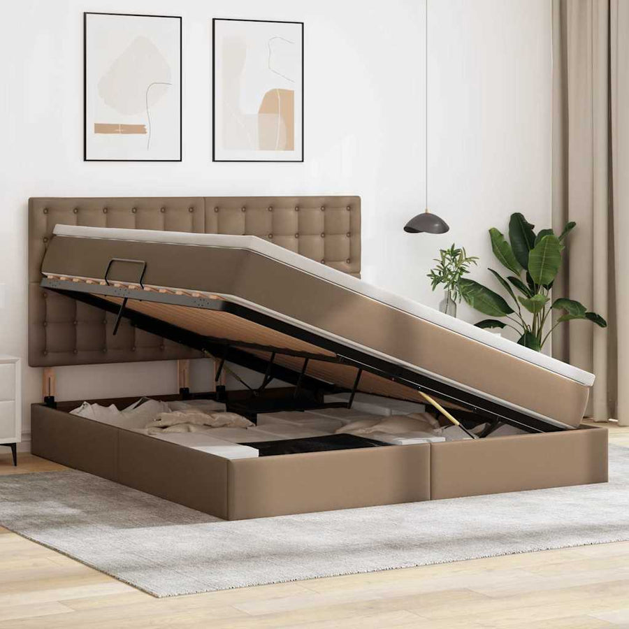 Opslag bed met matras Cappuccino 180 x 200 cm Nep Leer
