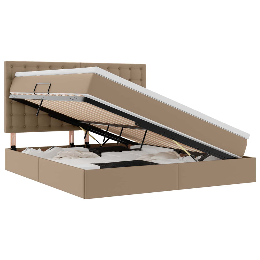 Opslag bed met matras Cappuccino 180 x 200 cm Nep Leer
