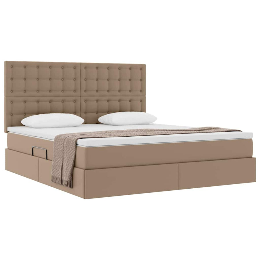 Opslag bed met matras Cappuccino 180 x 200 cm Nep Leer