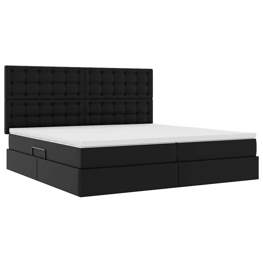 Opslag bed met matras met opslag Zwart 200 x 200 cm Nep Leer
