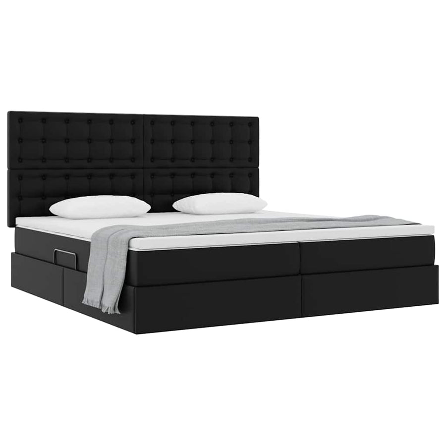 Opslag bed met matras met opslag Zwart 200 x 200 cm Nep Leer