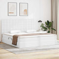 Opslag bed met matras met opslag Puur Wit 200 x 200 cm Nep Leer