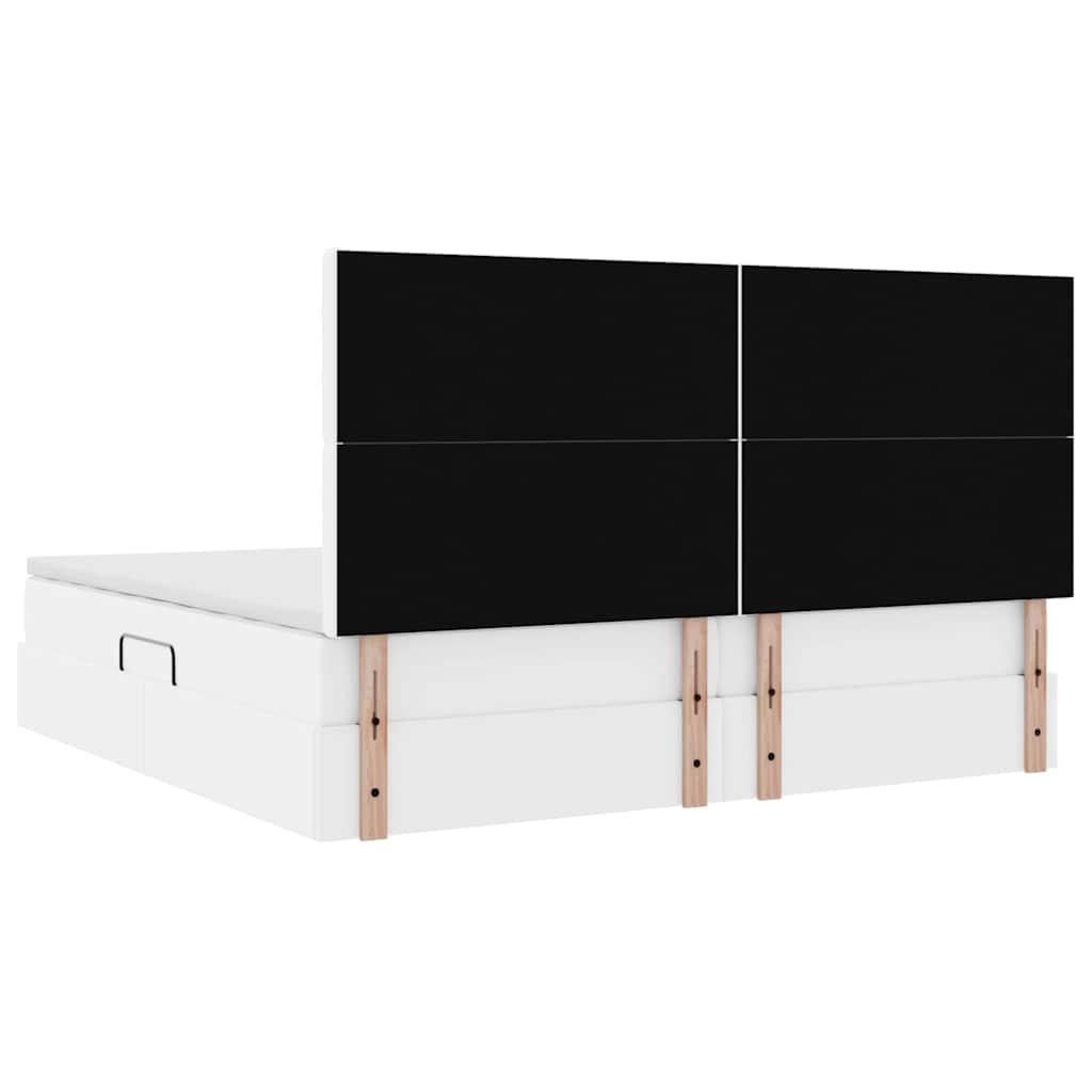 Opslag bed met matras met opslag Puur Wit 200 x 200 cm Nep Leer