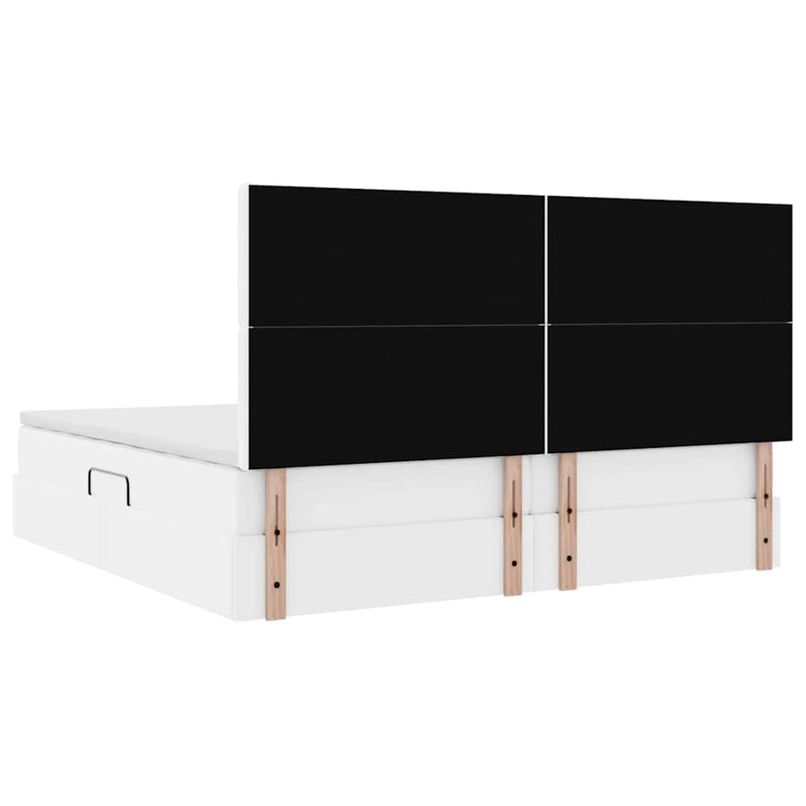 Opslag bed met matras met opslag Puur Wit 200 x 200 cm Nep Leer