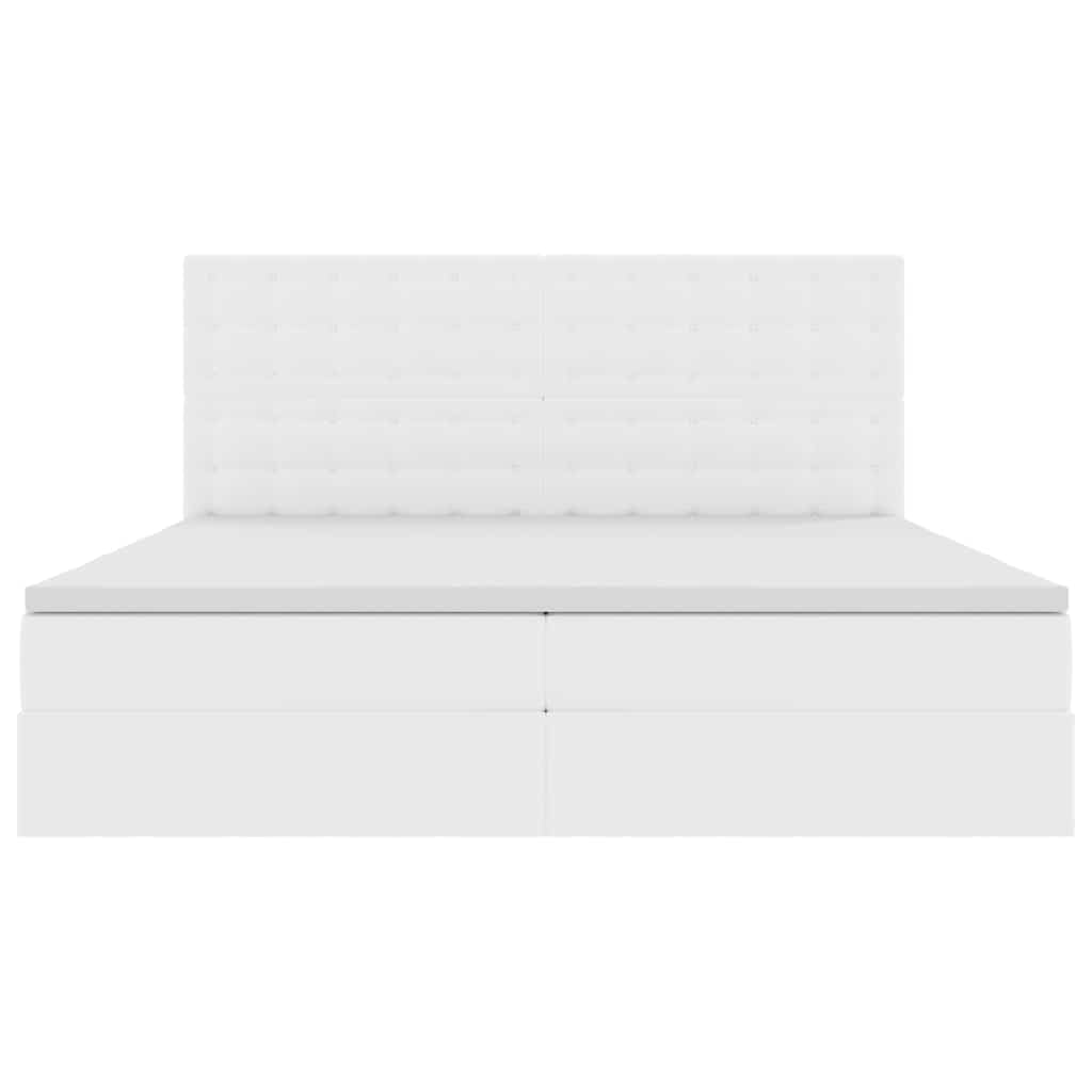 Opslag bed met matras met opslag Puur Wit 200 x 200 cm Nep Leer