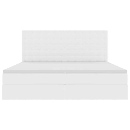 Opslag bed met matras met opslag Puur Wit 200 x 200 cm Nep Leer