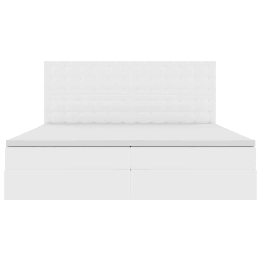 Opslag bed met matras met opslag Puur Wit 200 x 200 cm Nep Leer