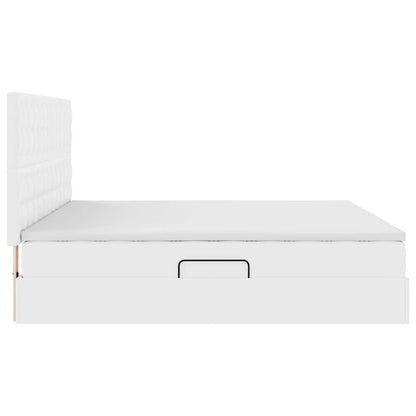 Opslag bed met matras met opslag Puur Wit 200 x 200 cm Nep Leer