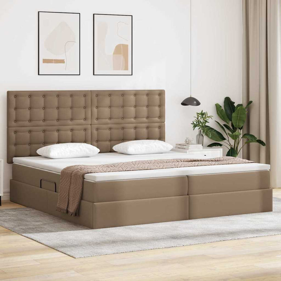 Opslag bed met matras Cappuccino 200 x 200 cm Nep Leer
