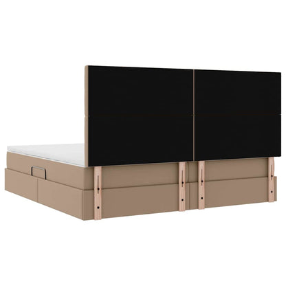Opslag bed met matras Cappuccino 200 x 200 cm Nep Leer