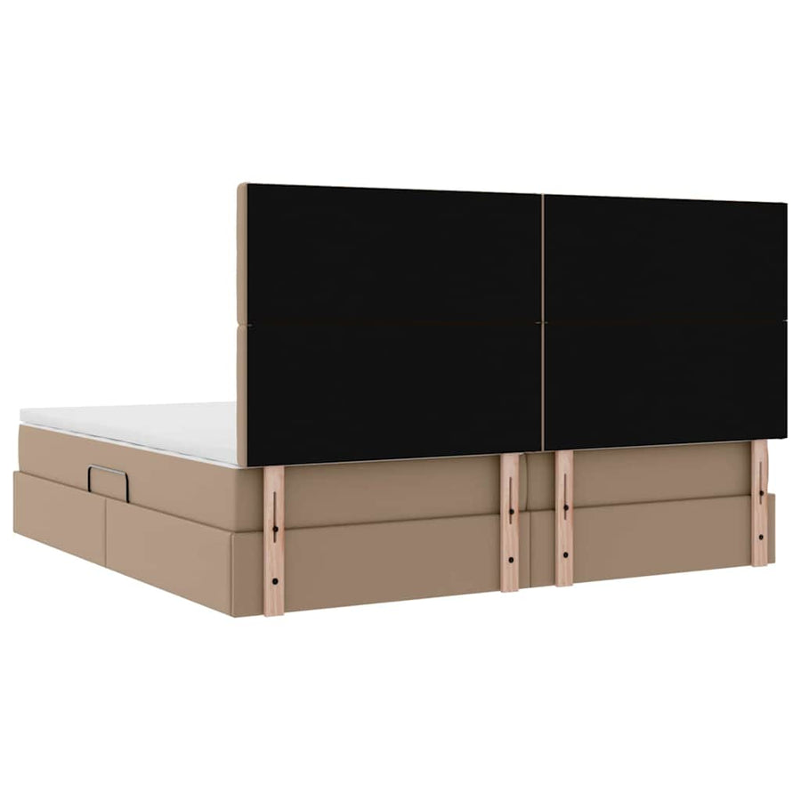 Opslag bed met matras Cappuccino 200 x 200 cm Nep Leer
