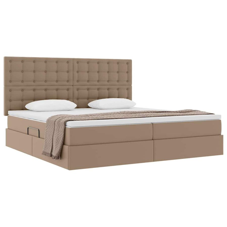Opslag bed met matras Cappuccino 200 x 200 cm Nep Leer