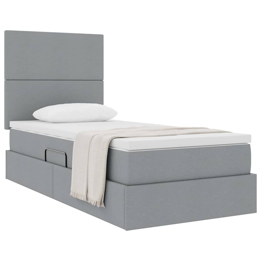 Opslag bed met matras Lichtgrijs 90 x 190 cm Polyester