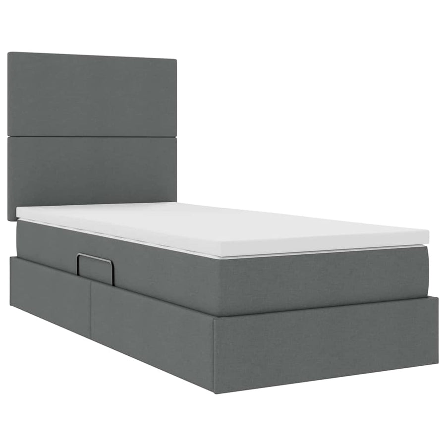 Opslag bed met matras Donkergrijs 90 x 190 cm Polyester