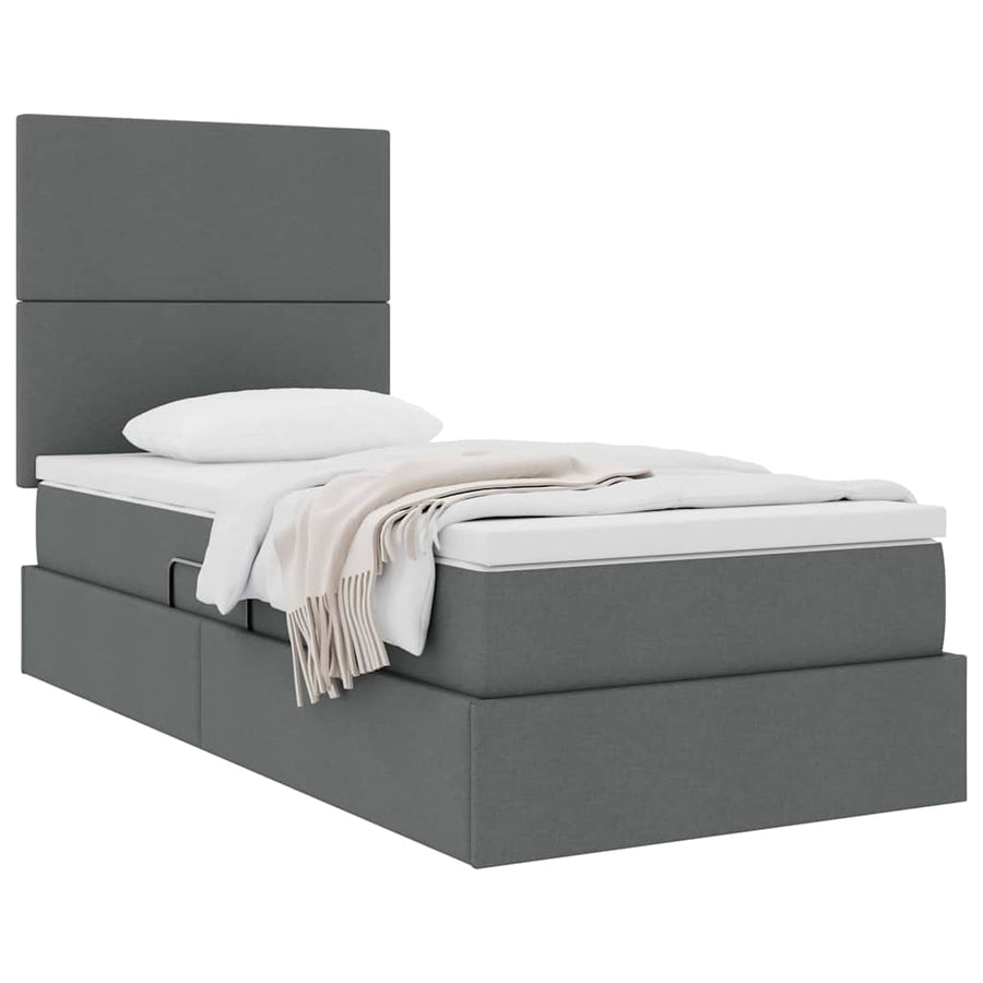 Opslag bed met matras Donkergrijs 90 x 190 cm Polyester