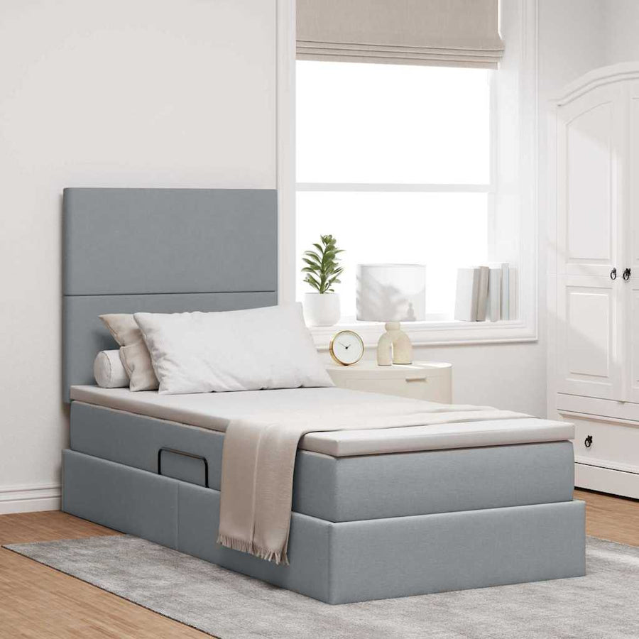 Opslag bed met matras Lichtgrijs 90 x 200 cm Polyester