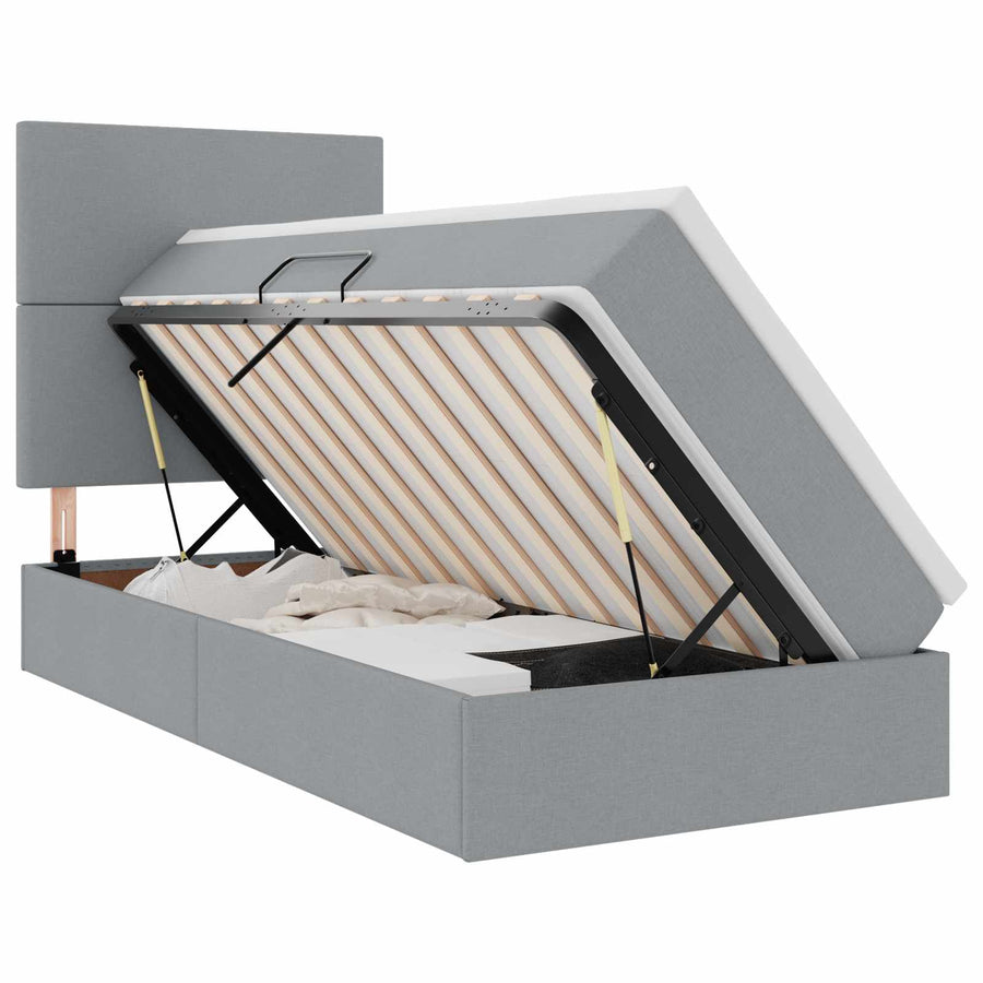 Opslag bed met matras Lichtgrijs 90 x 200 cm Polyester