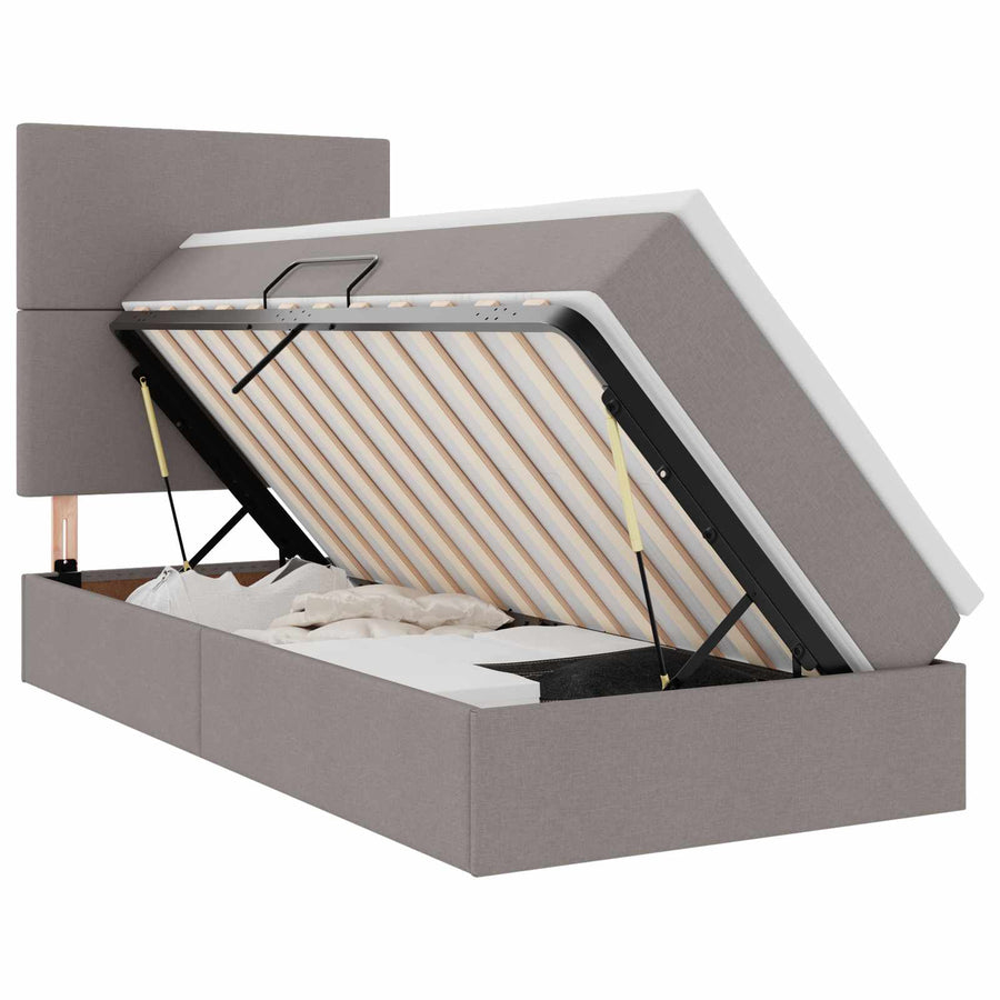 Opslag bed met matras met matras Taupe 90 x 200 cm Polyester