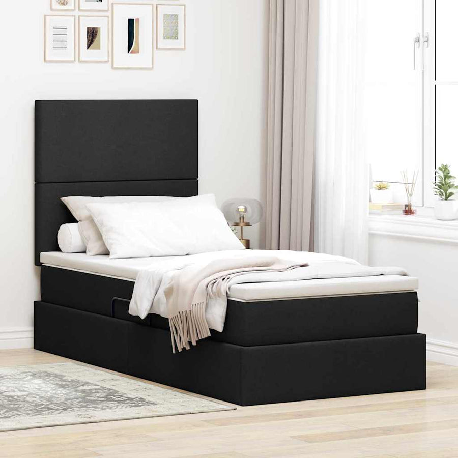 Opslag bed met matras met matras Zwart 100 x 200 cm Polyester