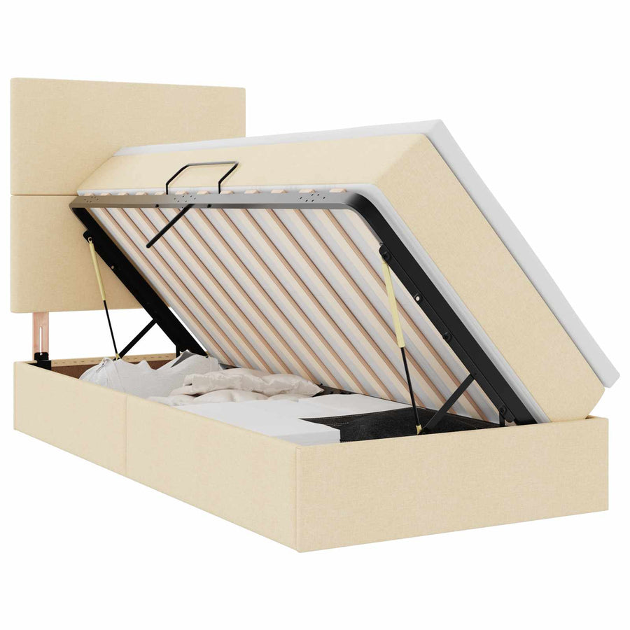 Opslag bed met matras met matras Crème 100 x 200 cm Polyester