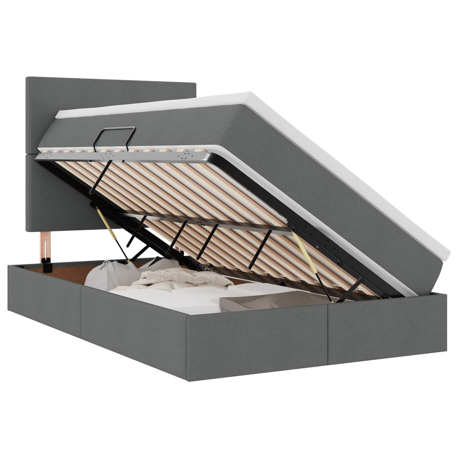 Opslag bed met matras Donkergrijs 120 x 190 cm Nep Leer