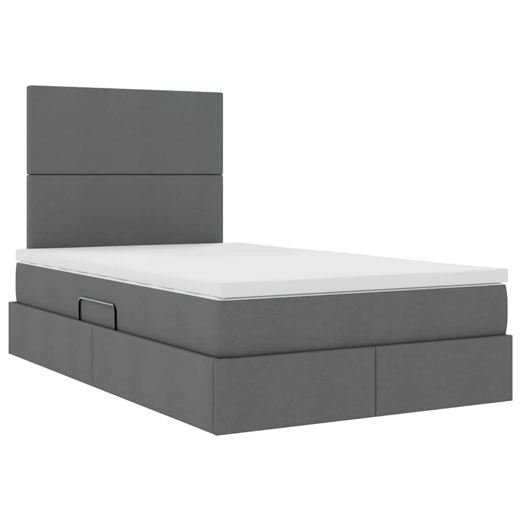 Opslag bed met matras Donkergrijs 120 x 190 cm Nep Leer