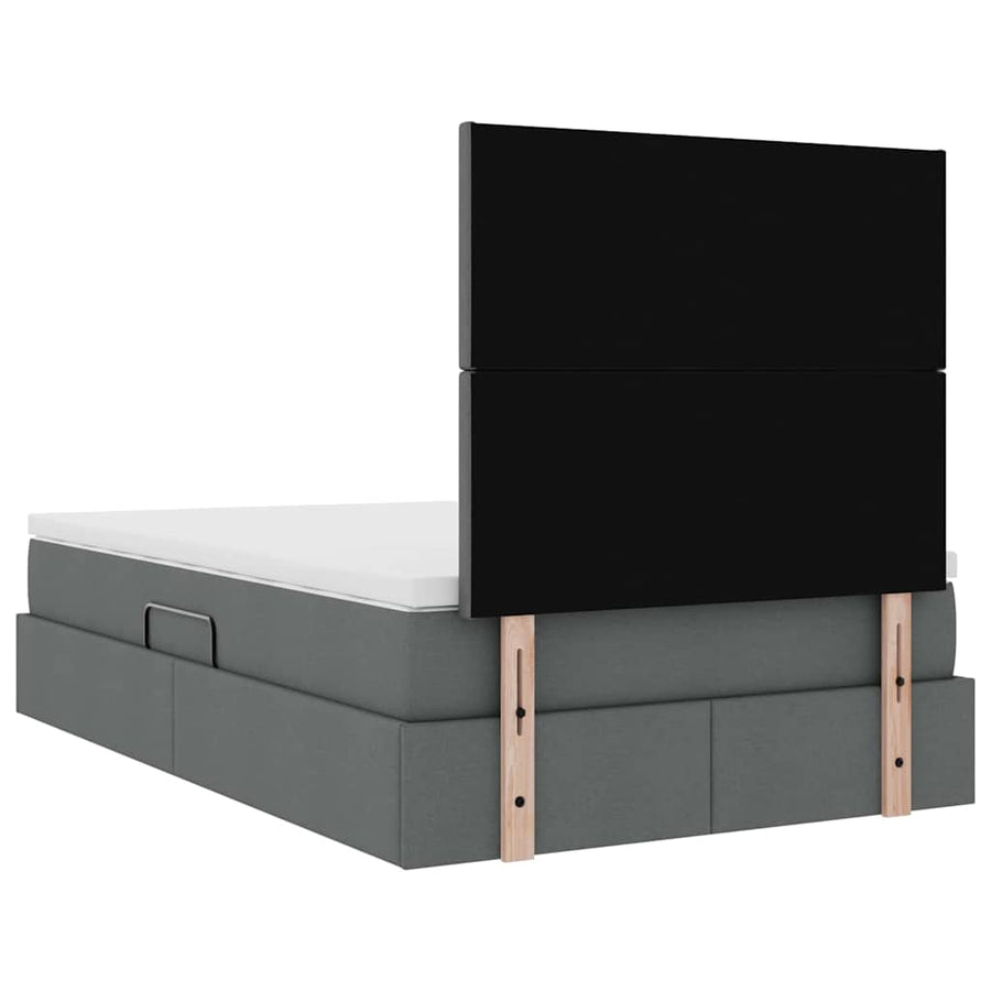 Opslag bed met matras Donkergrijs 120 x 190 cm Nep Leer
