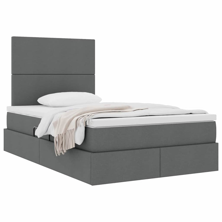 Opslag bed met matras Donkergrijs 120 x 190 cm Nep Leer