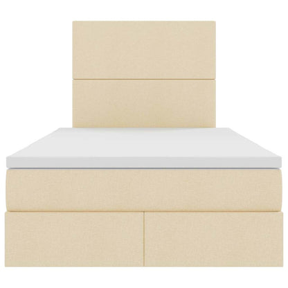 Opslag bed met matras met matras Crème 120 x 190 cm Stof